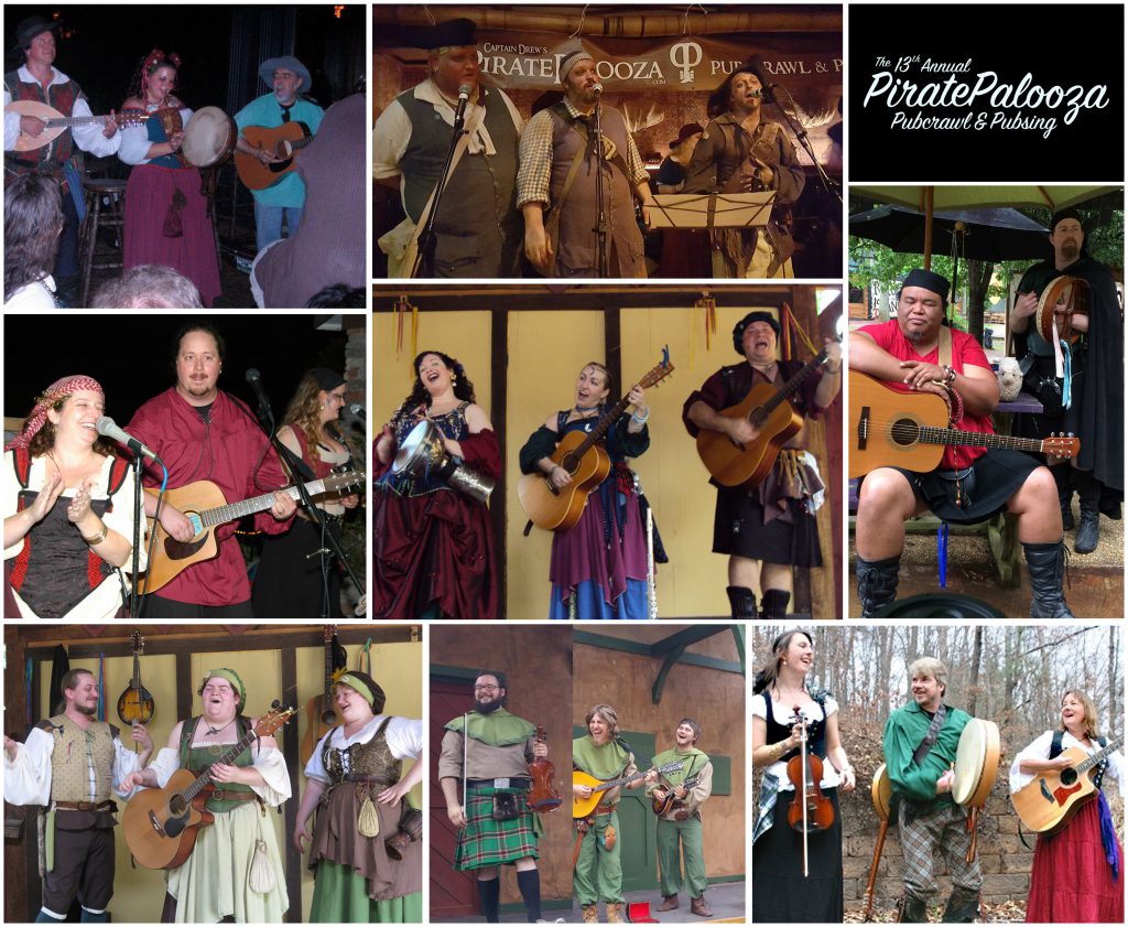 A collage of photos showing the musical acts set to appear at the 2017 PiratePalooza